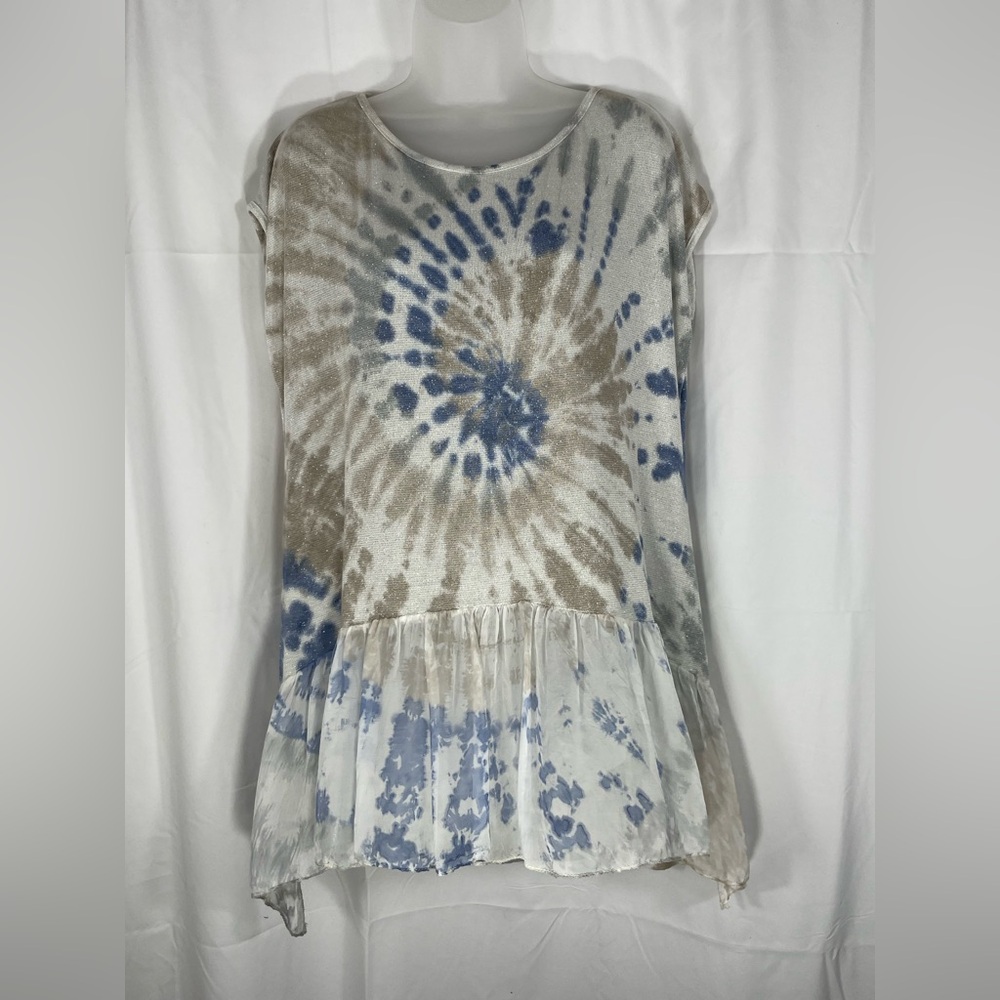 Scandal Tie-Dye Tunic Sleeveless Top - Blue and Brown NWT. Made in Italy.